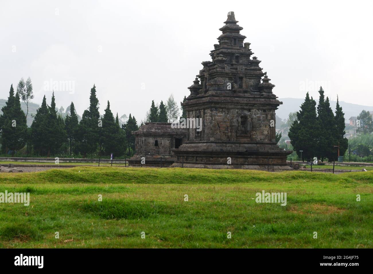 Beautiful view of the Arjuna temple in the Dieng temple compound, Indonesia Stock Photo