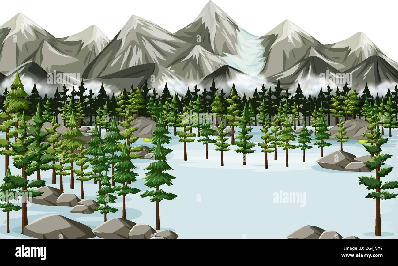 Seamless cartoon winter landscape background illustration Stock Vector ...