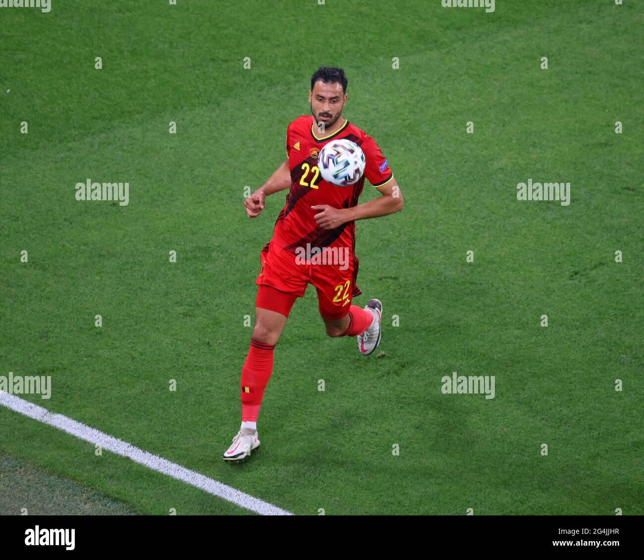 Saint Petersburg, Russia. 21st June, 2021. Nacer Chadli (22) of Belgium seen in action during the European championship EURO 2020 between Belgium and Finland at Gazprom Arena.(Final Score; Finland 0:2 Belgium). Credit: SOPA Images Limited/Alamy Live News Stock Photo