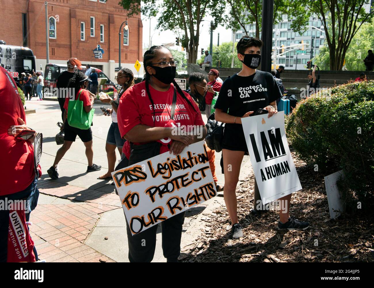 Atlanta, Georgia, USA. 21st June, 2021. A multi-bus Freedom Ride 2021 ...