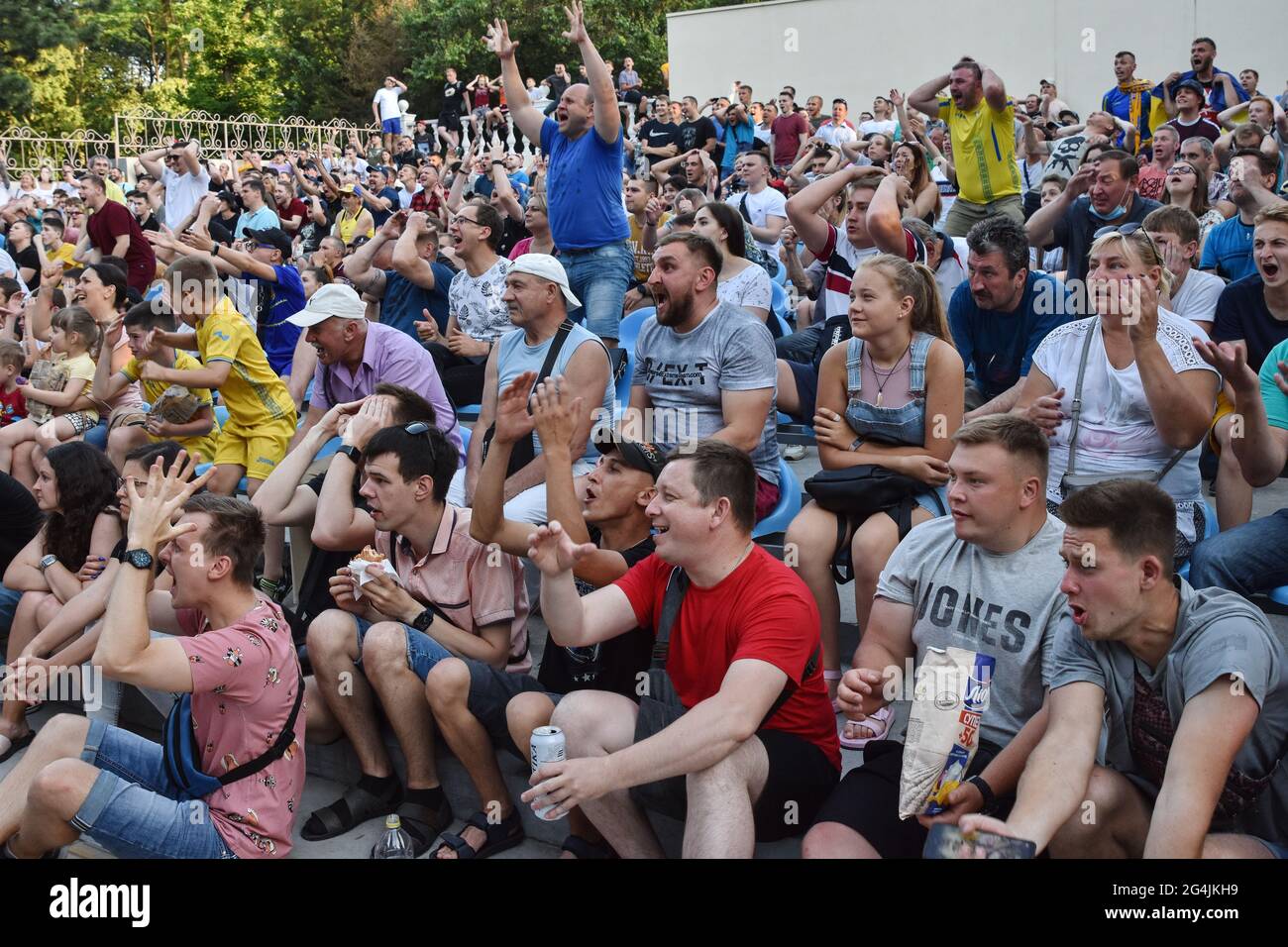 Ukrainian Fans React As They Watch The Euro 21 At An Open Space In The Ukraine Vs Austria Euro Austria Beat Ukraine 1 0 Qualifying For The Round Of 16 The