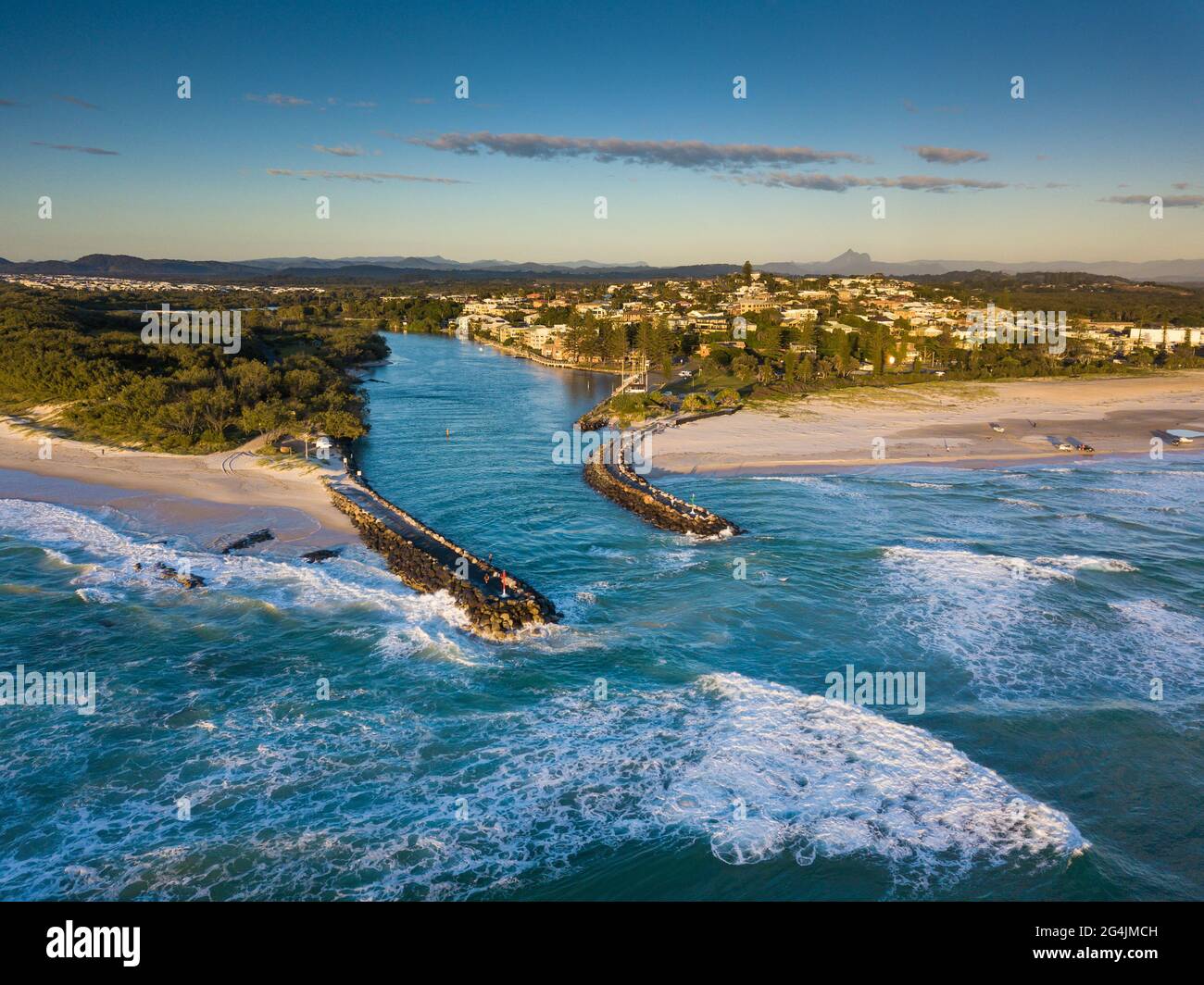 Cudgen Creek mouth at Kingscliff aerial view Stock Photo Alamy