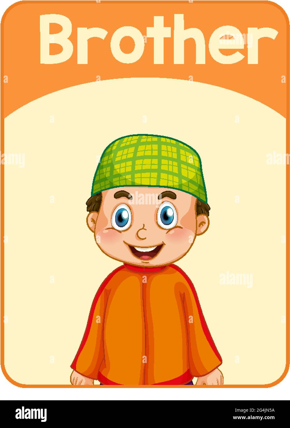 Educational English word card of brother illustration Stock Vector