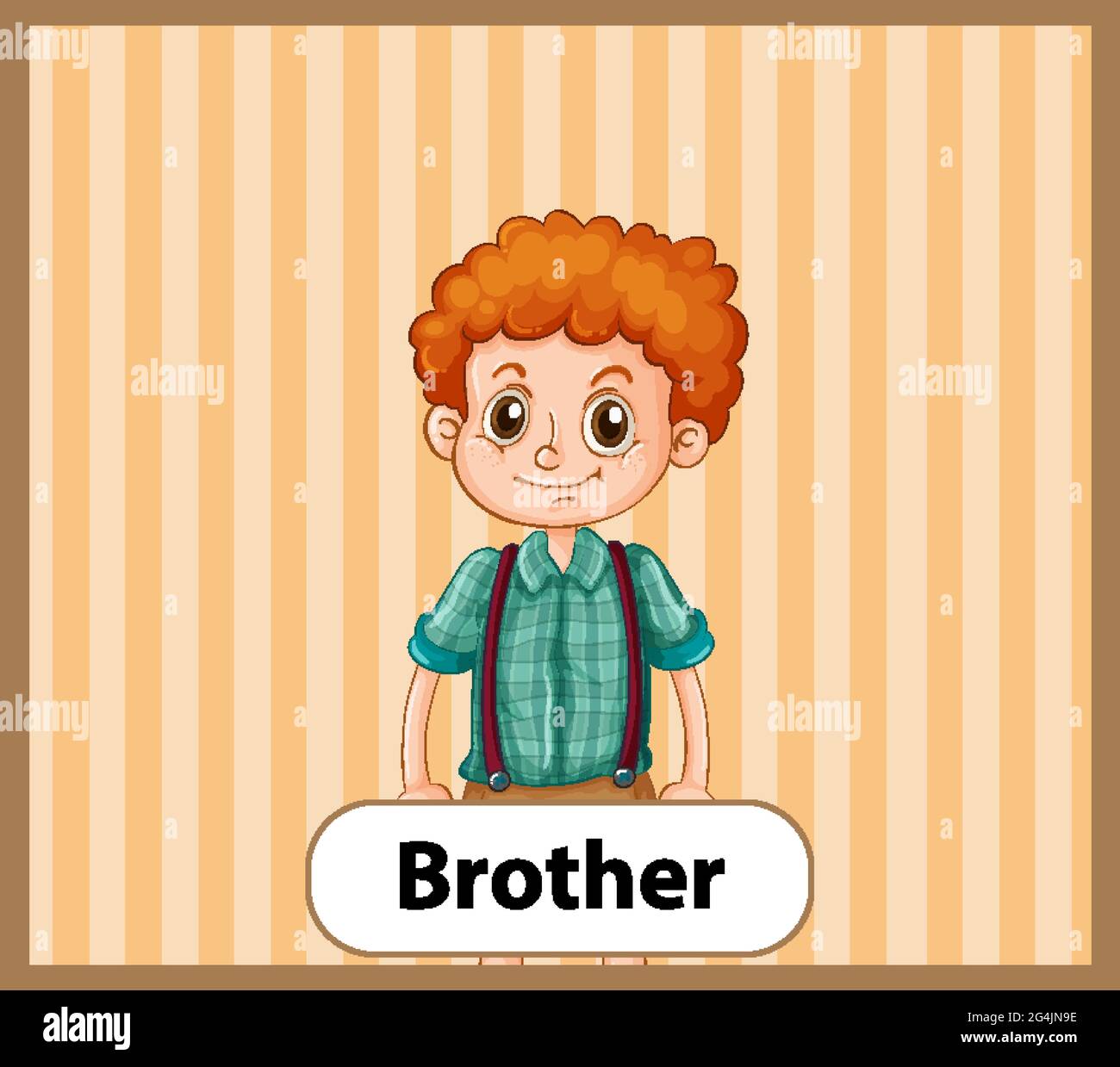 Educational English word card of brother illustration Stock Vector