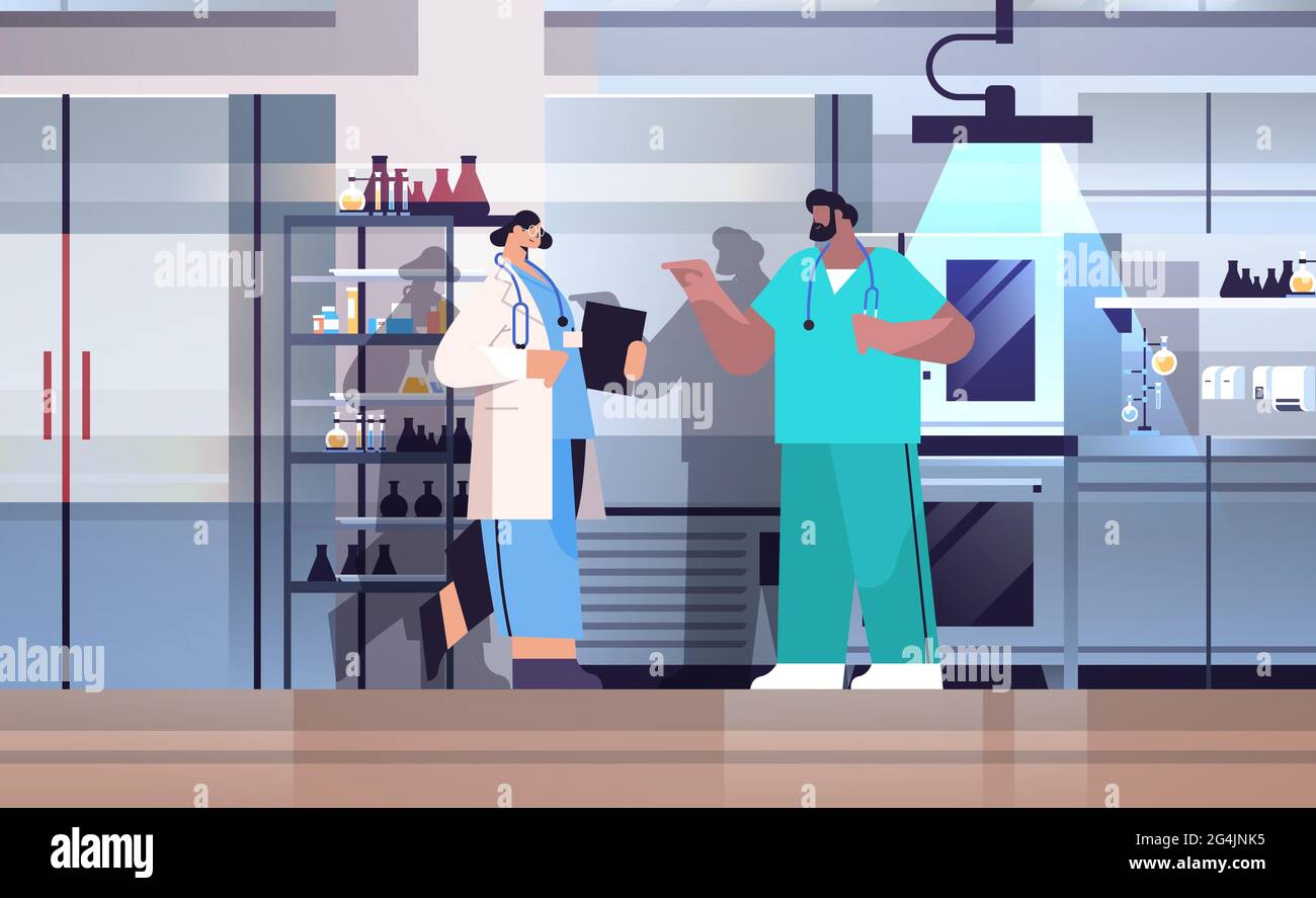 research scientist team working in lab researchers making chemical experiments in laboratory