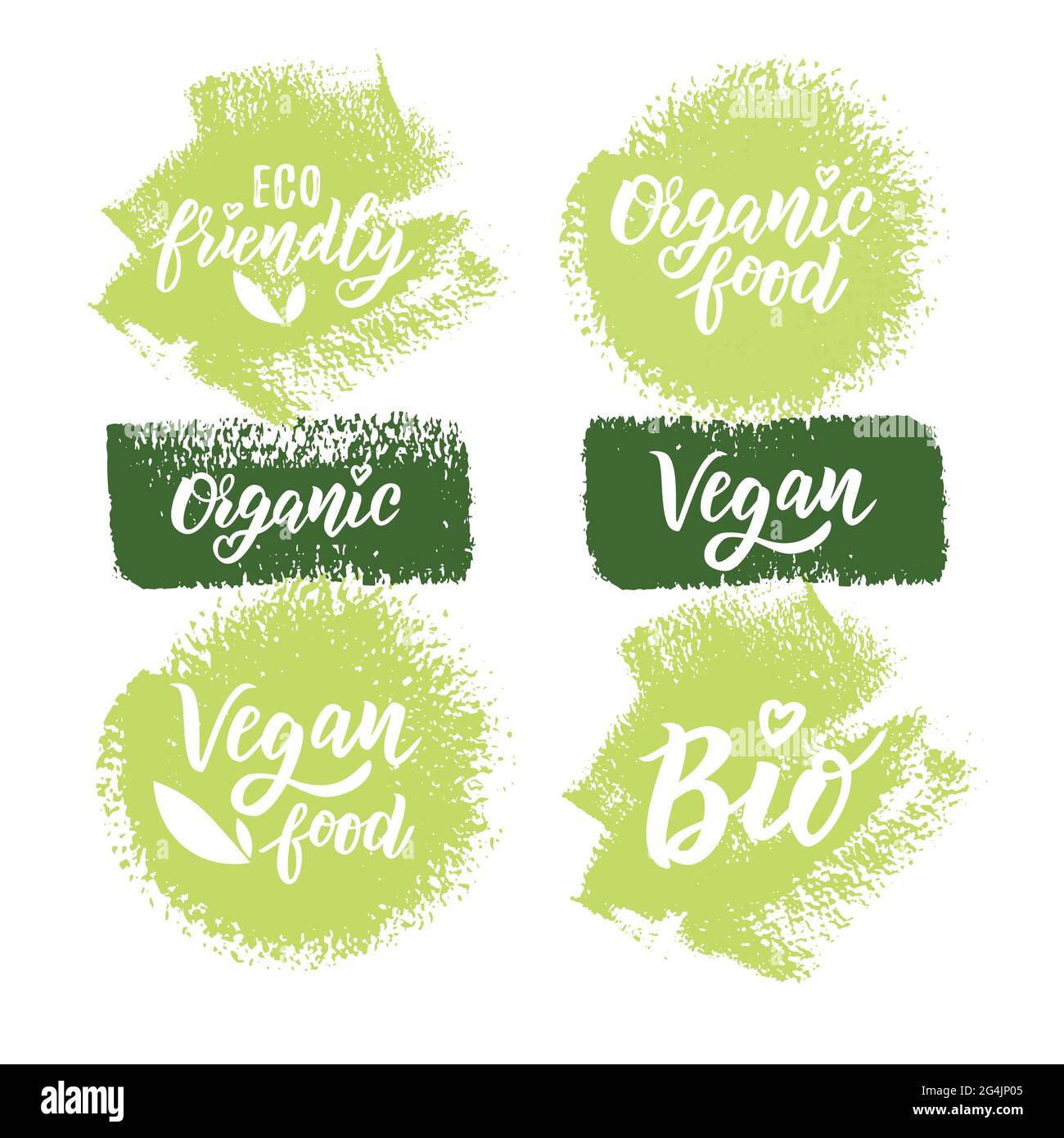 Organic food hand lettering text set for logo or label. Element for ...