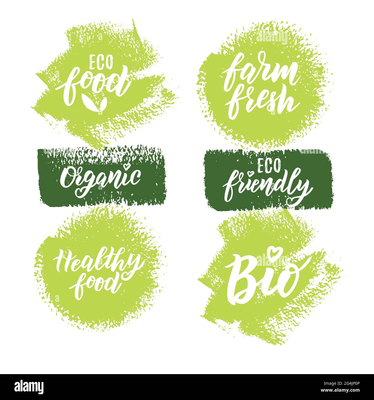 Organic food hand lettering text set for logo or label. Element for ...