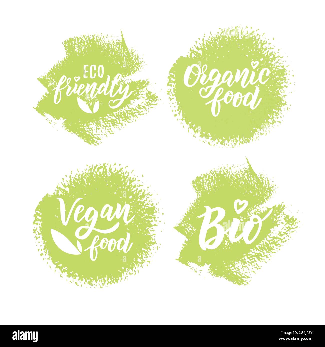 Organic food hand lettering text set for logo or label. Element for ...