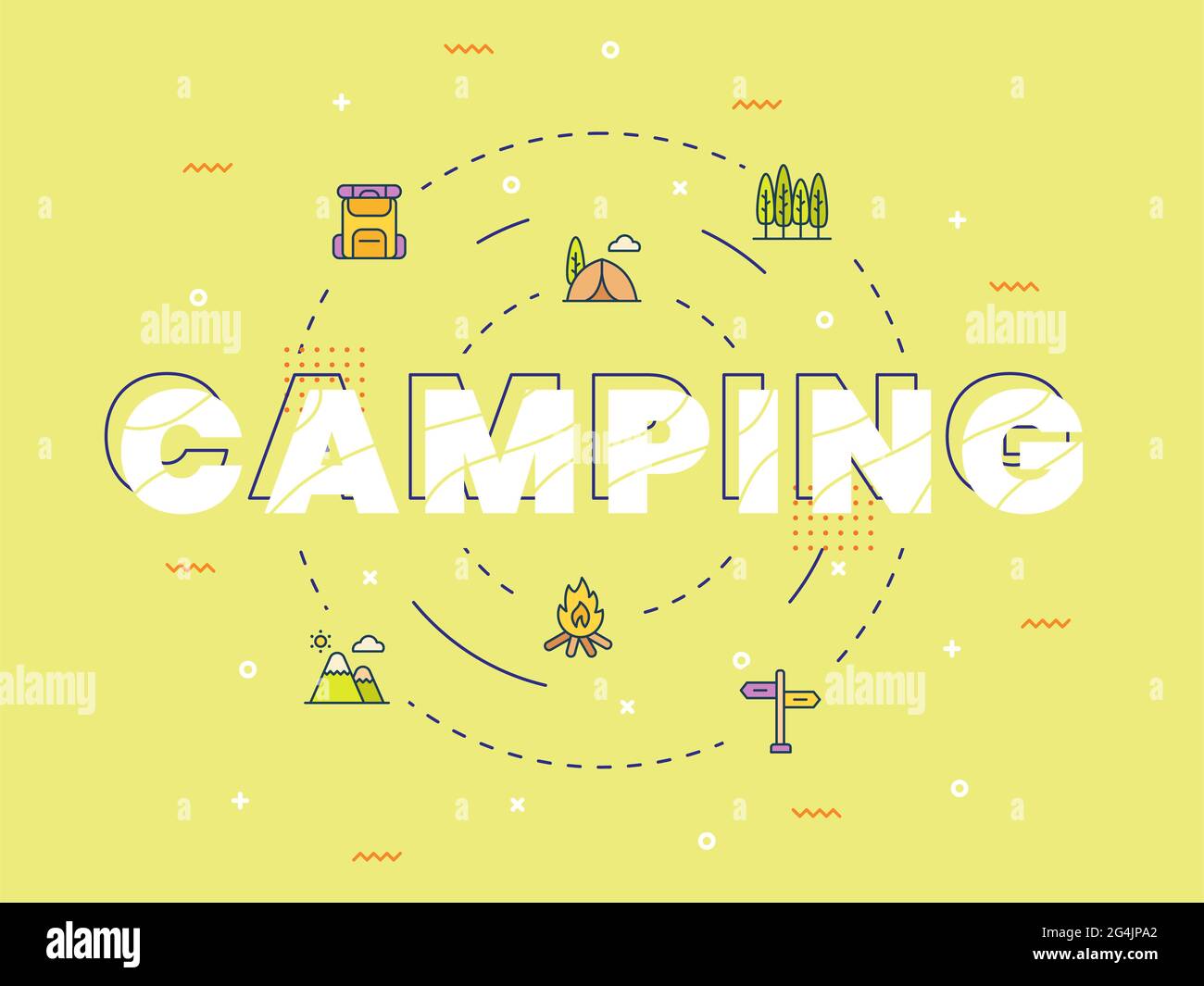 camping typography calligraphy lettering word art with fill filled