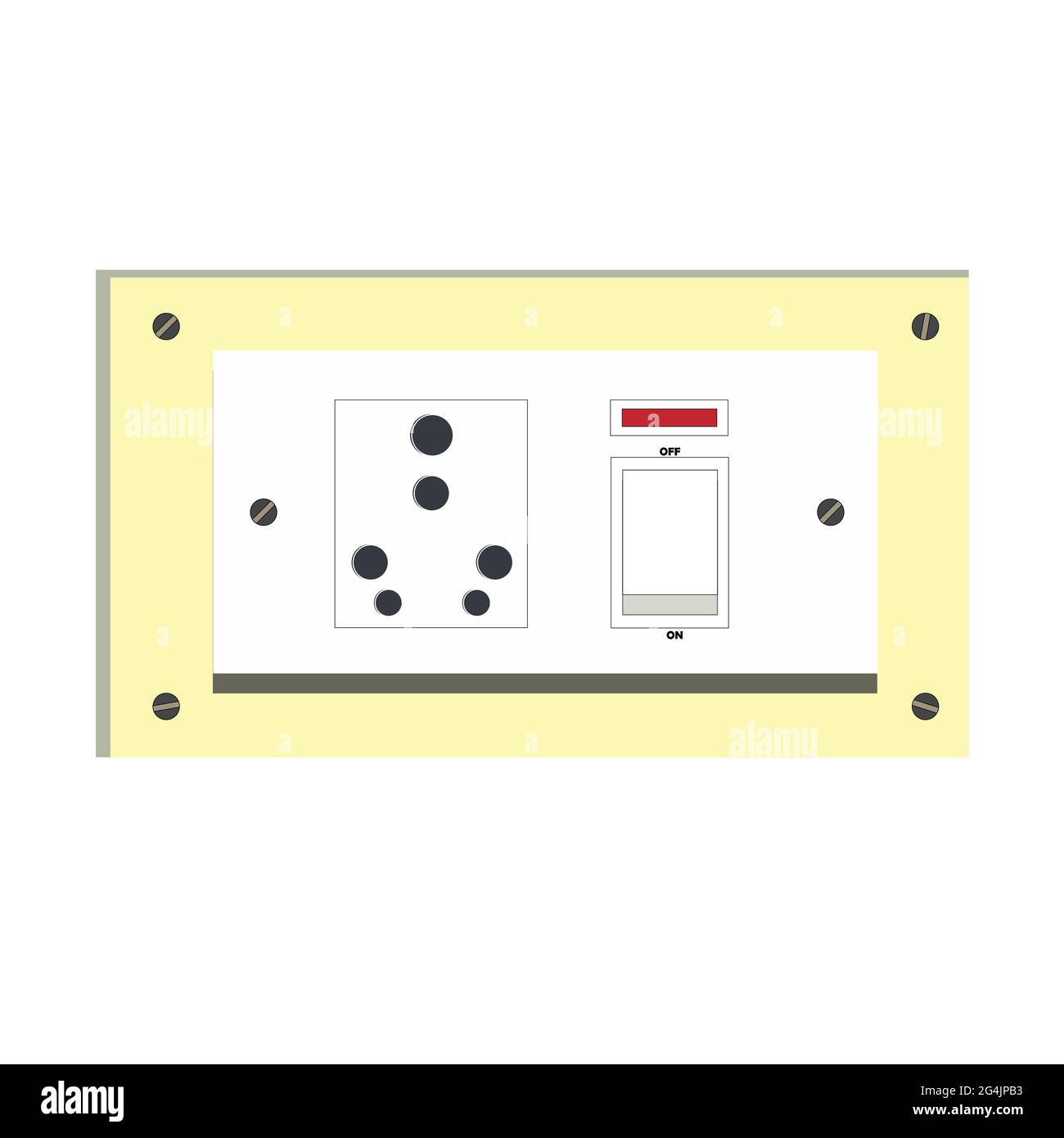 Electrical socket with a switch and a red color indicator light Stock Vector