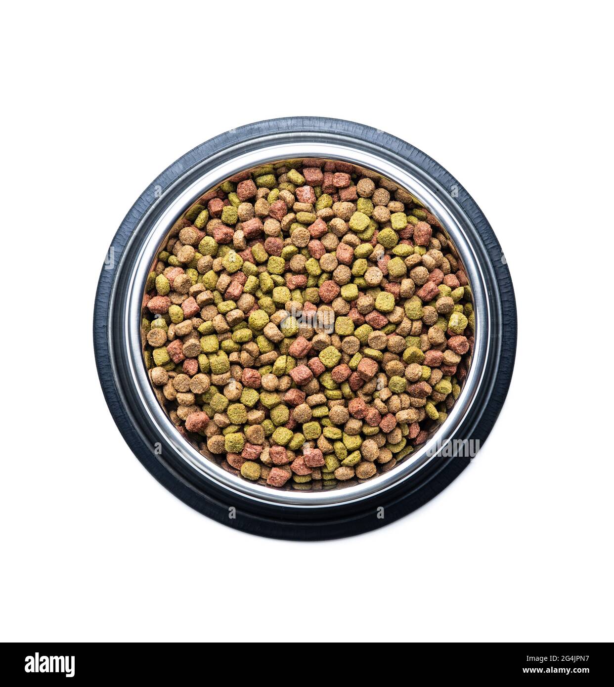 Dry kibble animal food. Dried food for cats or dogs in bowl isolated on