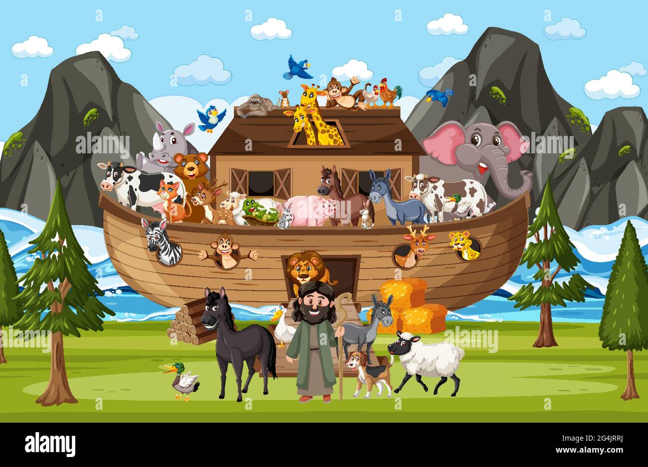 Noah's Ark with wild animals in nature scene illustration Stock Vector Image & Art - Alamy Noah's Ark with wild animals in nature scene illustration Stock Vector Image & Art - Alamy