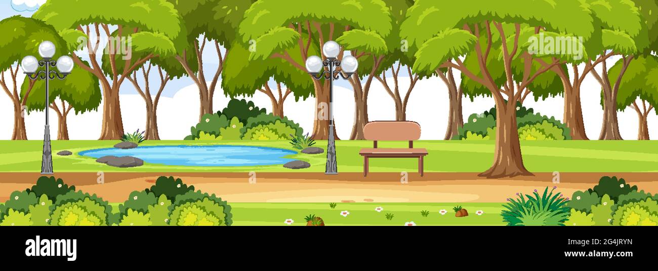 Park horizontal scene at day time illustration Stock Vector Image & Art ...
