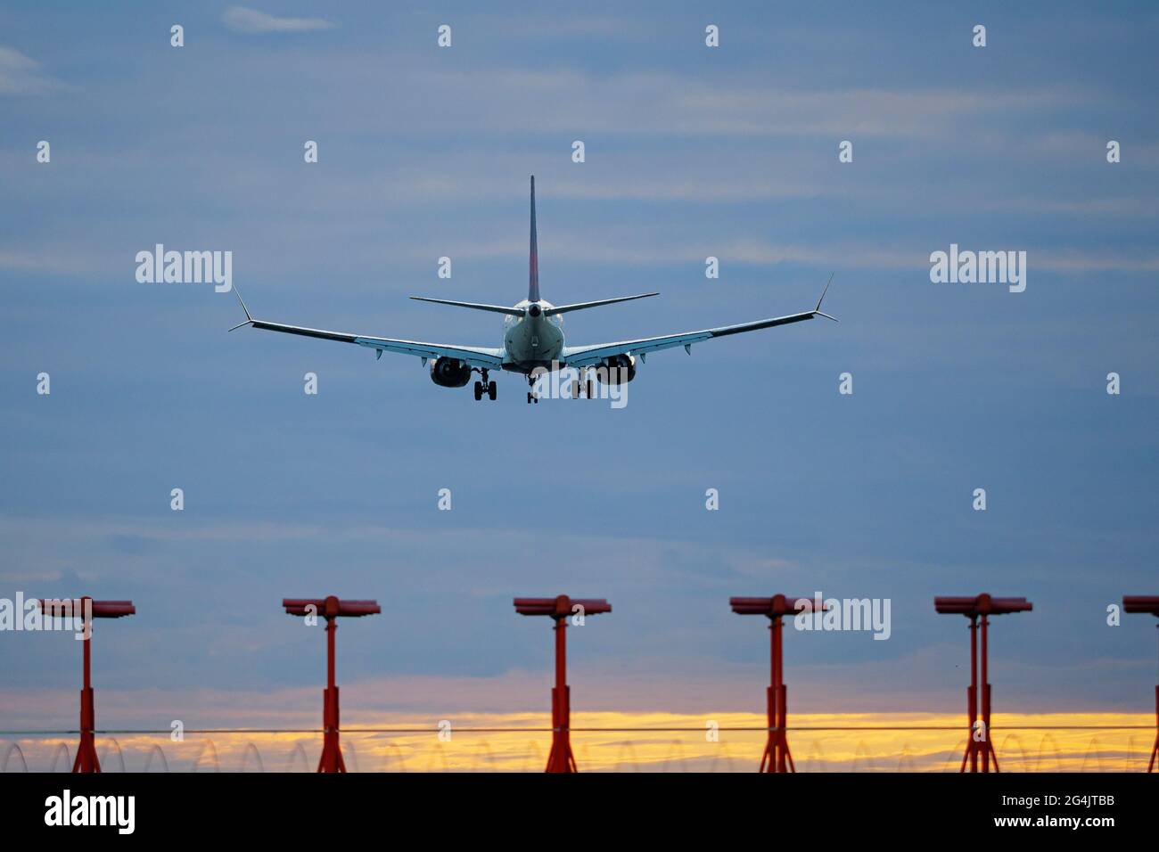 Richmond, British Columbia, Canada. 19th June, 2021. An Air Canada Boeing 737 MAX 8 jet lands at Vancouver International Airport. Credit: Bayne Stanley/ZUMA Wire/Alamy Live News Stock Photo