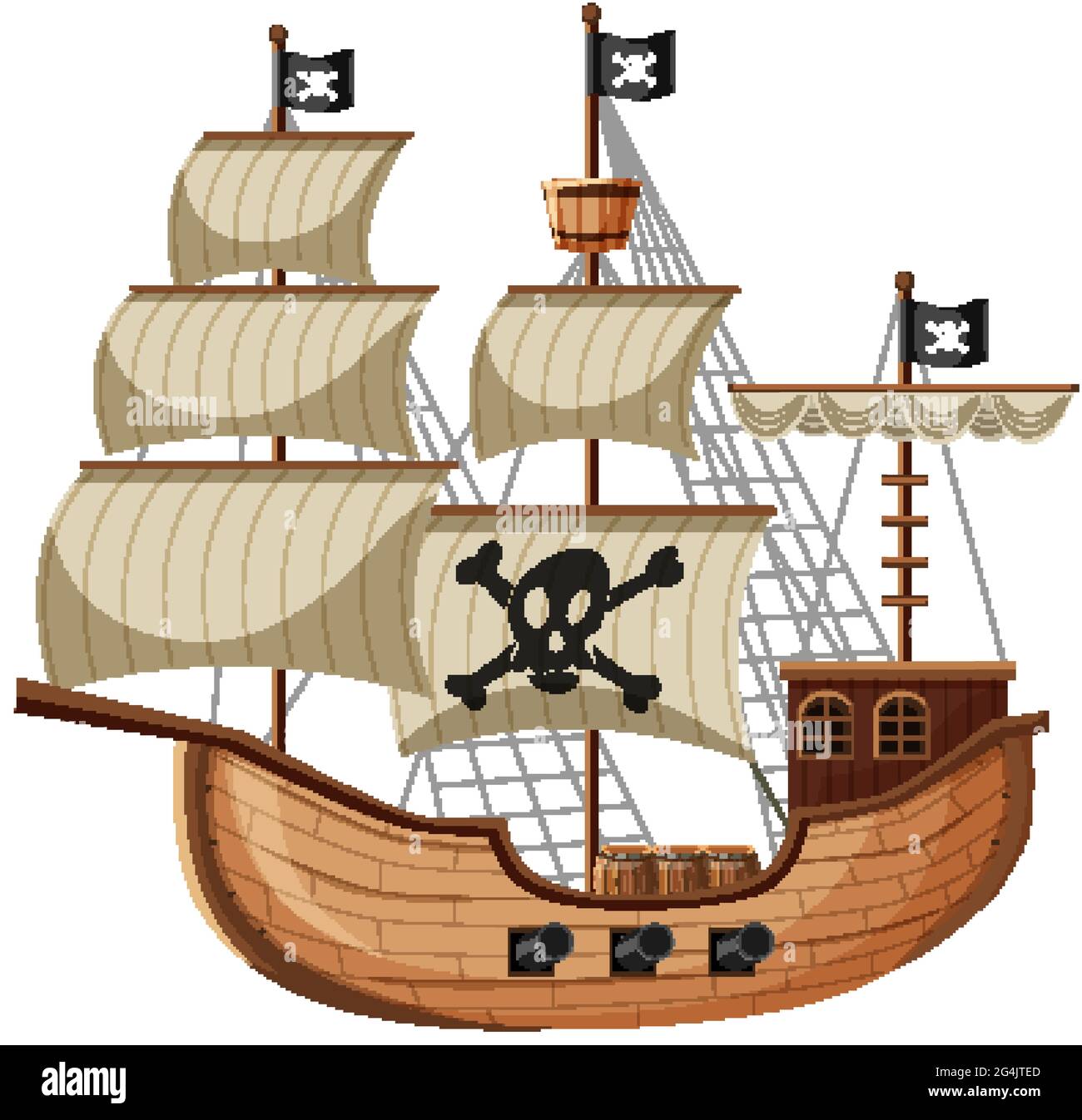 Pirate Ship in cartoon style isolated on white background illustration  Stock Vector Image \u0026 Art - Alamy, image size:1300x1347