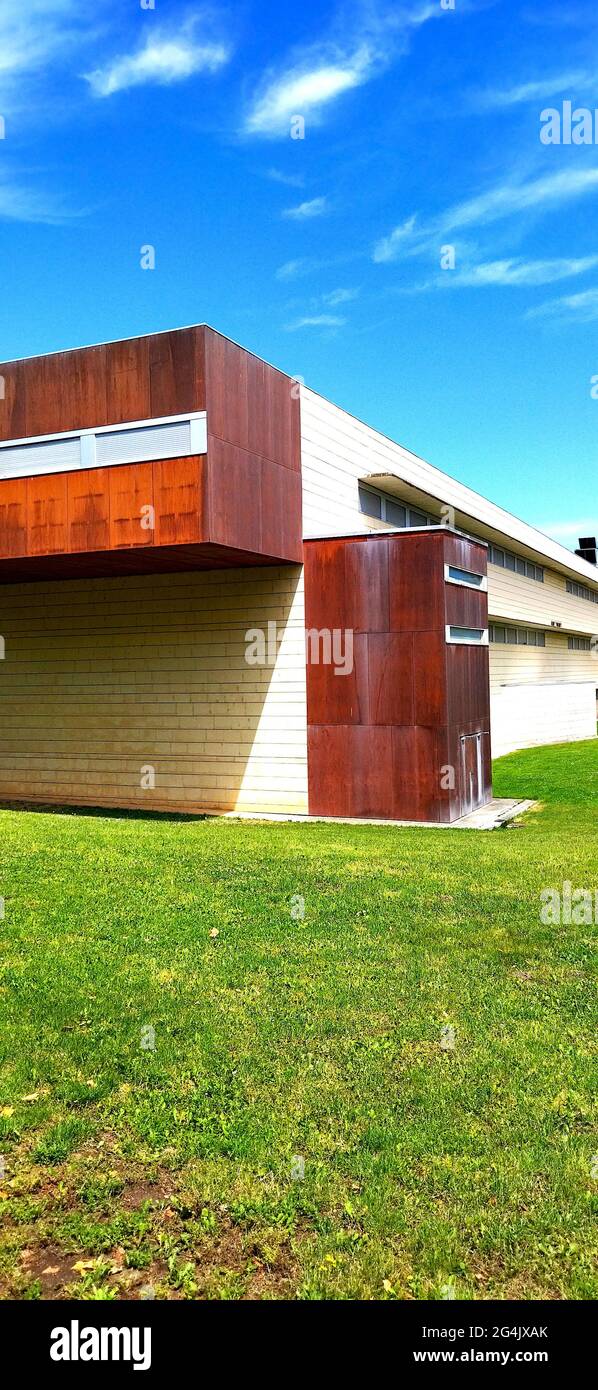 Natural view of modern architecture under a clear blue sky Stock Photo ...