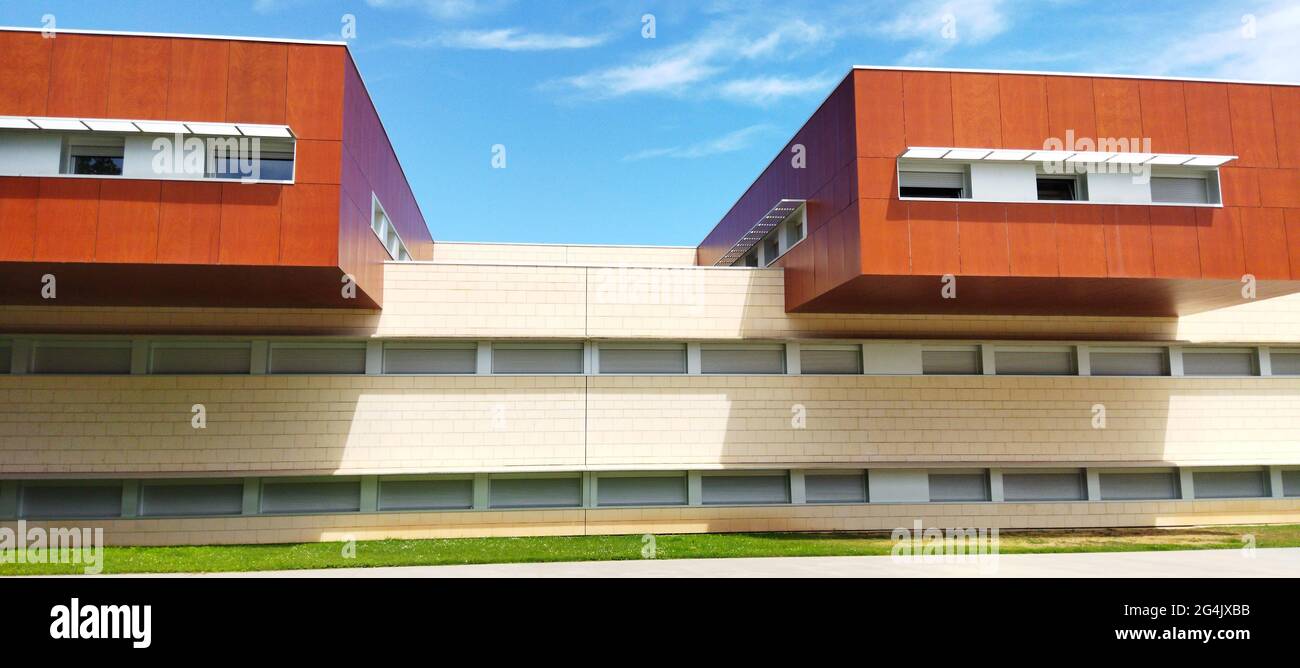 Natural view of modern architecture under a clear blue sky Stock Photo ...