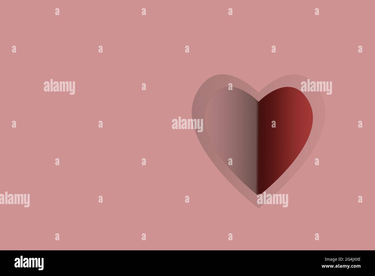 2D illustration of a gentle heart with light and shadow effect on a