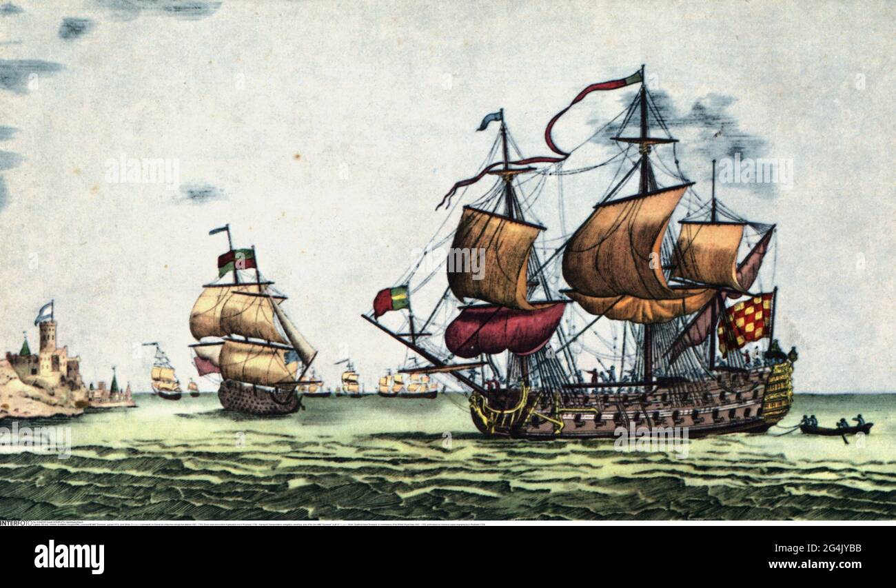 transport / transportation, navigation, warships, ship of the line HMS 'Duchess', built 1679, John Shish, ARTIST'S COPYRIGHT HAS NOT TO BE CLEARED Stock Photo