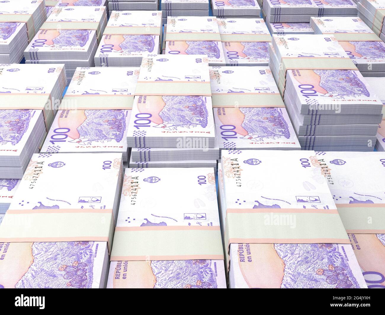 Money of Argentina. Argentine peso bills. ARS banknotes. 100 pesos ...