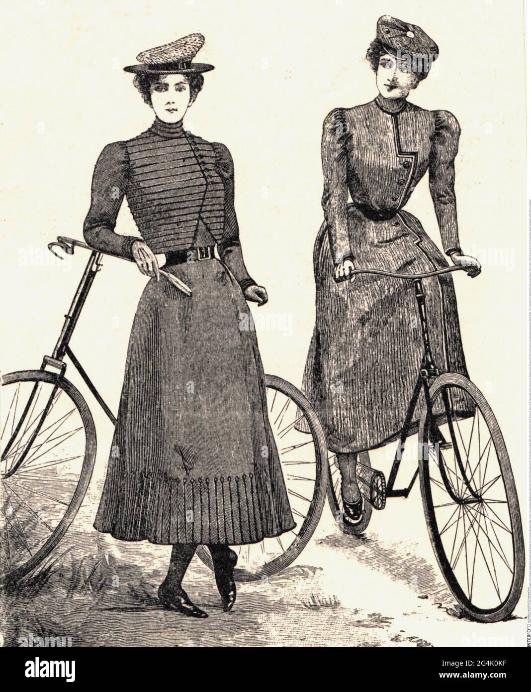 transport / transportation, bicycles, ladies' bicycles, wood engraving, 1898, ARTIST'S COPYRIGHT HAS NOT TO BE CLEARED Stock Photo