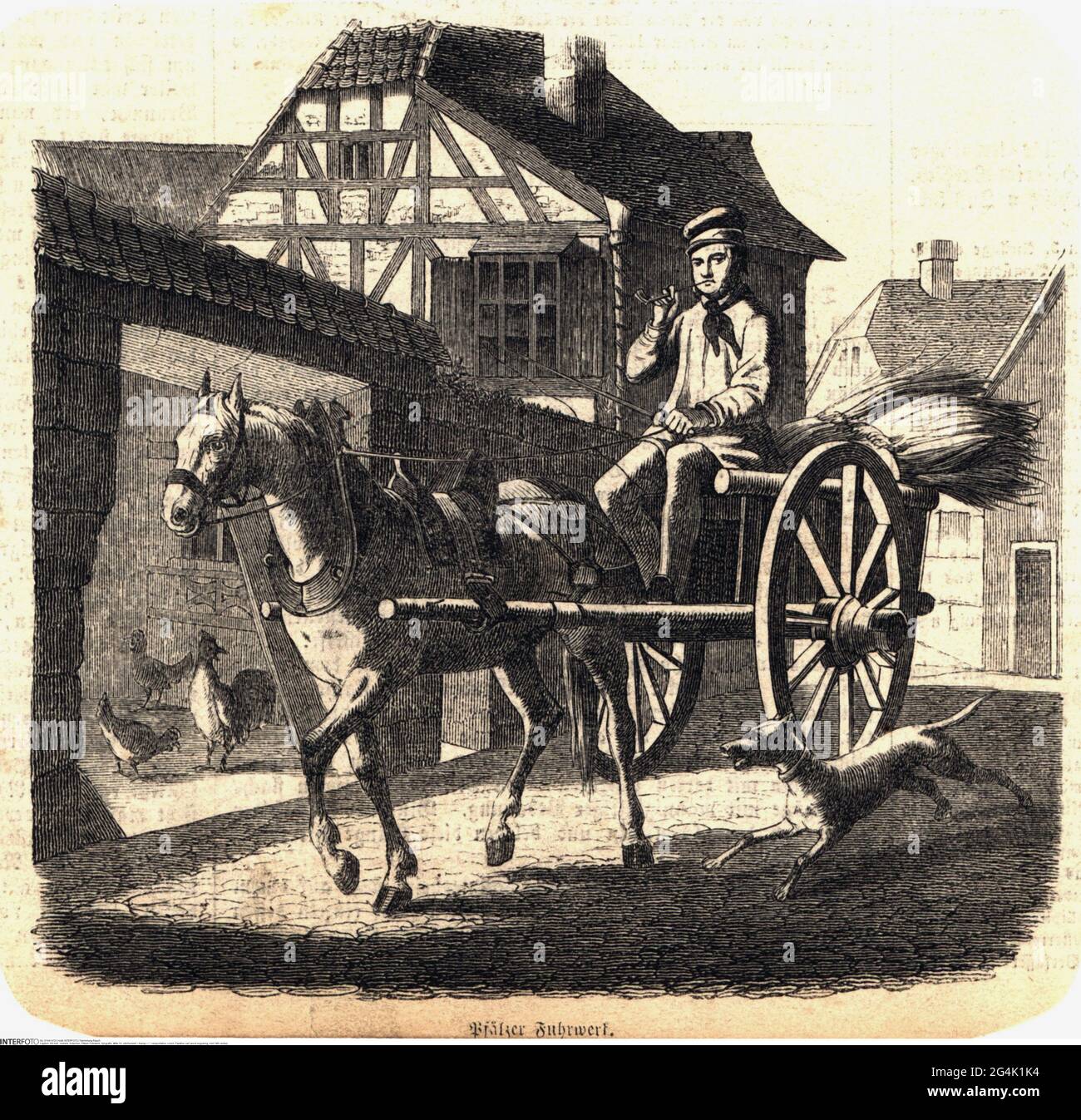transport / transportation, coach, Palatine cart, wood engraving, mid 19th century, ARTIST'S COPYRIGHT HAS NOT TO BE CLEARED Stock Photo
