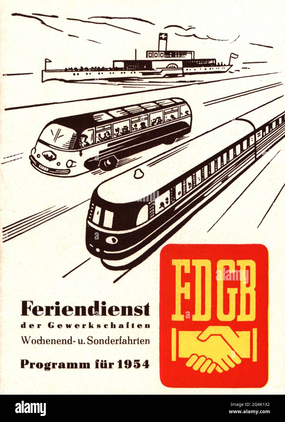 tourism, programs, Holiday Service of the Trade Unions, weekend- and special excursions, program 1954, ADDITIONAL-RIGHTS-CLEARANCE-INFO-NOT-AVAILABLE Stock Photo