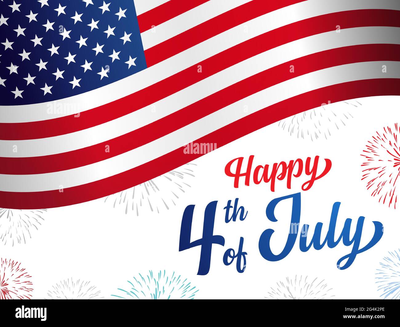 Happy 4th of July USA Independence Day greeting card with waving ...