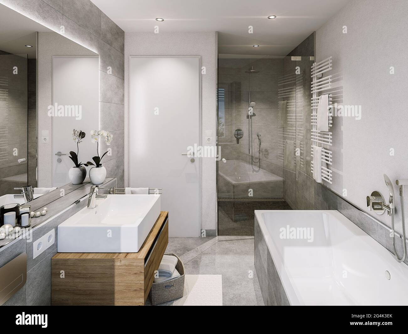 modern bathroom with furniture Stock Photo Alamy