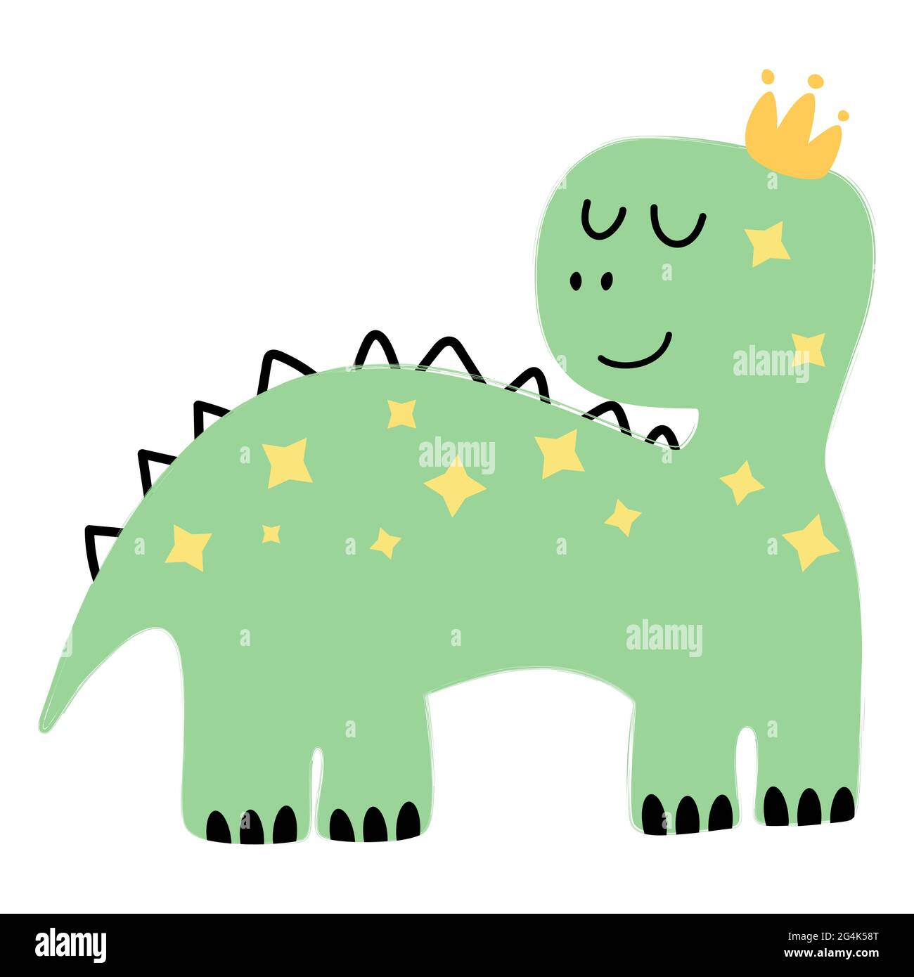 Cute cartoon dinosaur isolated on white background. Vector illustration ...