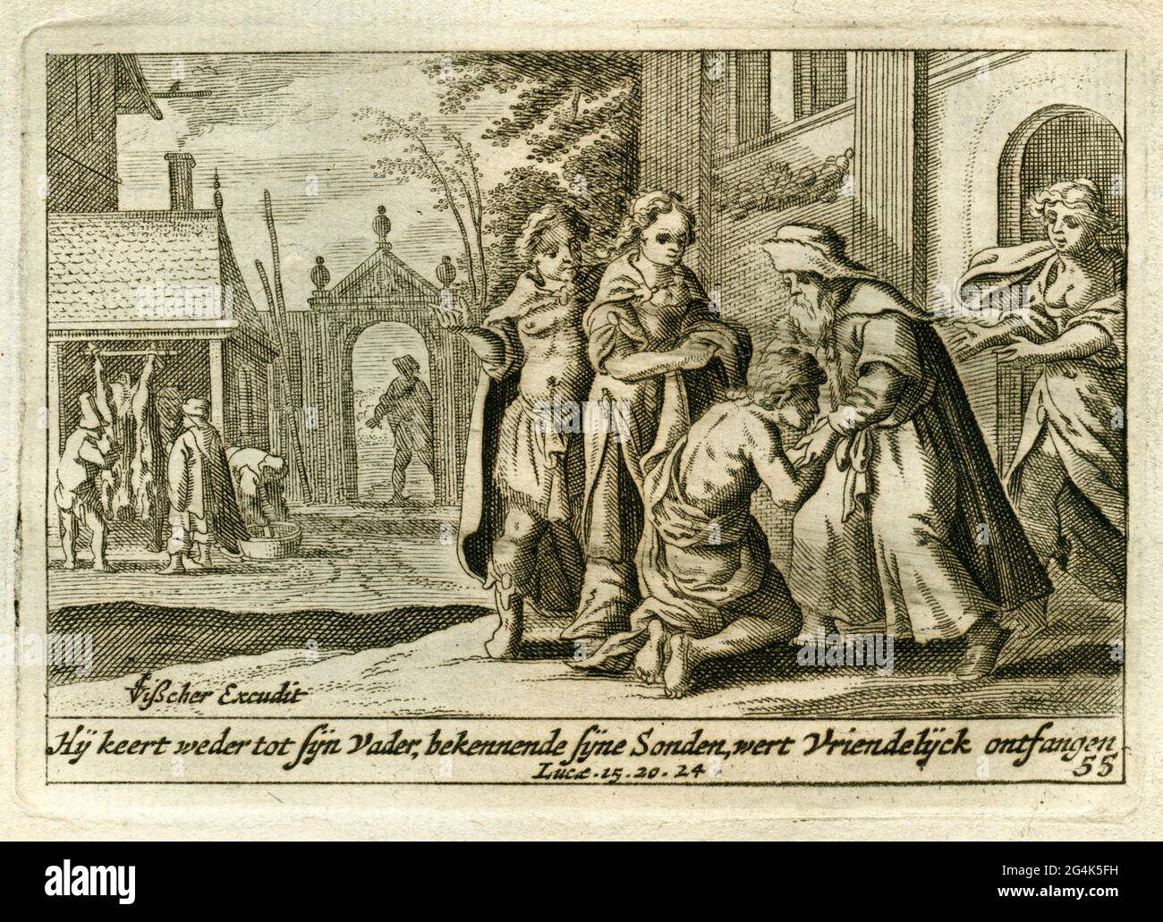 Middle East, Israel, the Parable of the Prodigal Son, original text: 'Hy keert weder tot syn Vader, ARTIST'S COPYRIGHT HAS NOT TO BE CLEARED Stock Photo
