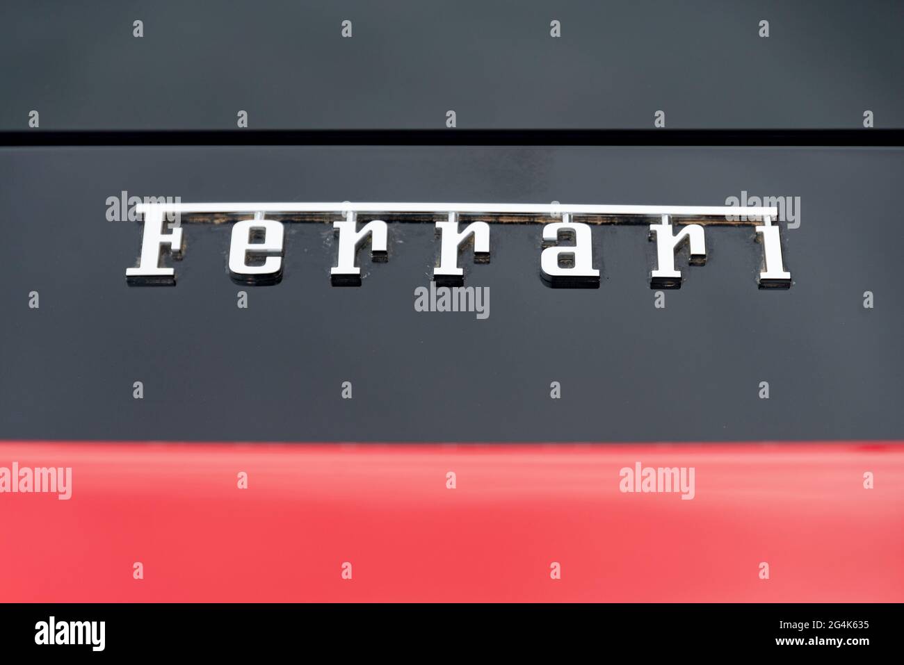 A Ferrari logo seen on a car during the Ferrari Challenge races at the ...