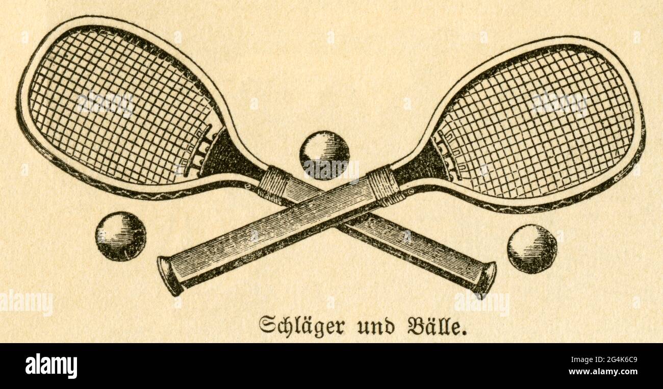Germany, tennis, the history of tennis, two tennis resquets with balls, ADDITIONAL-RIGHTS-CLEARANCE-INFO-NOT-AVAILABLE Stock Photo