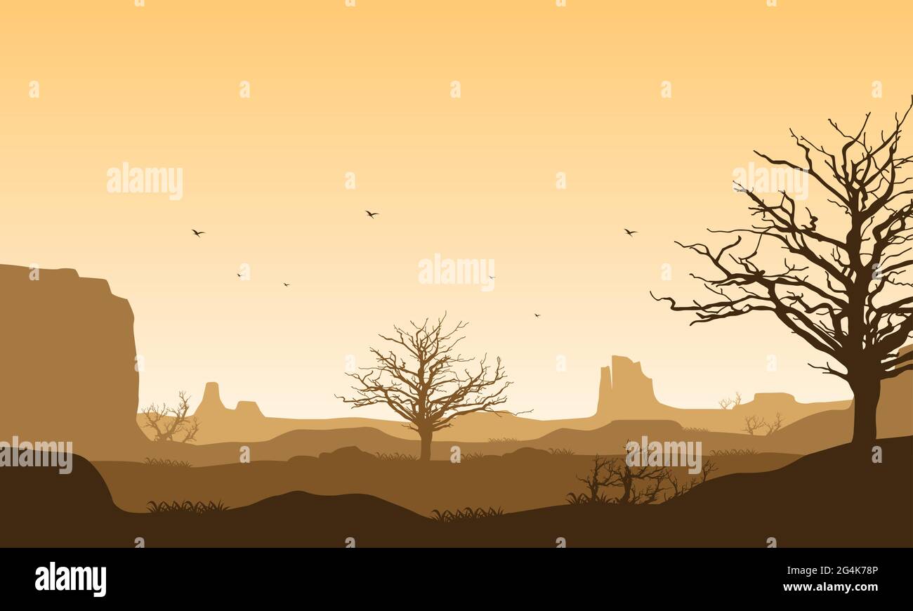 Desert landscape morning view Stock Vector Images - Alamy