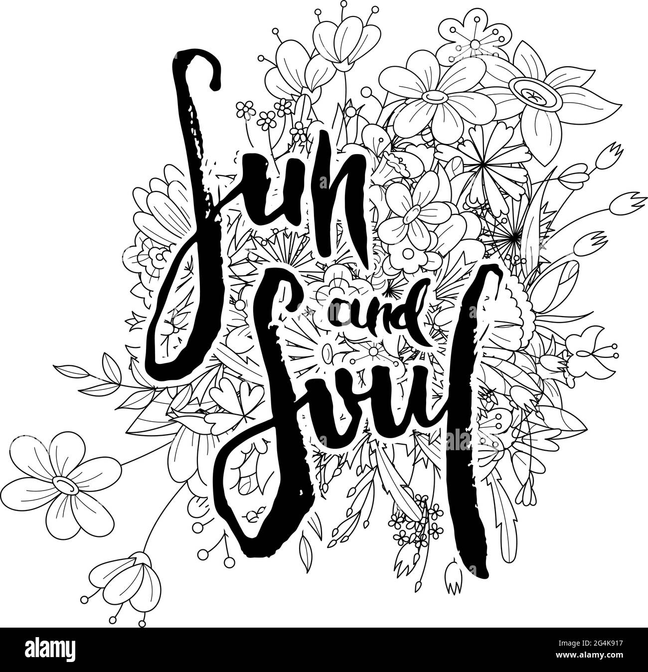 Sun and Soul. Hand lettering grunge card with flower background ...