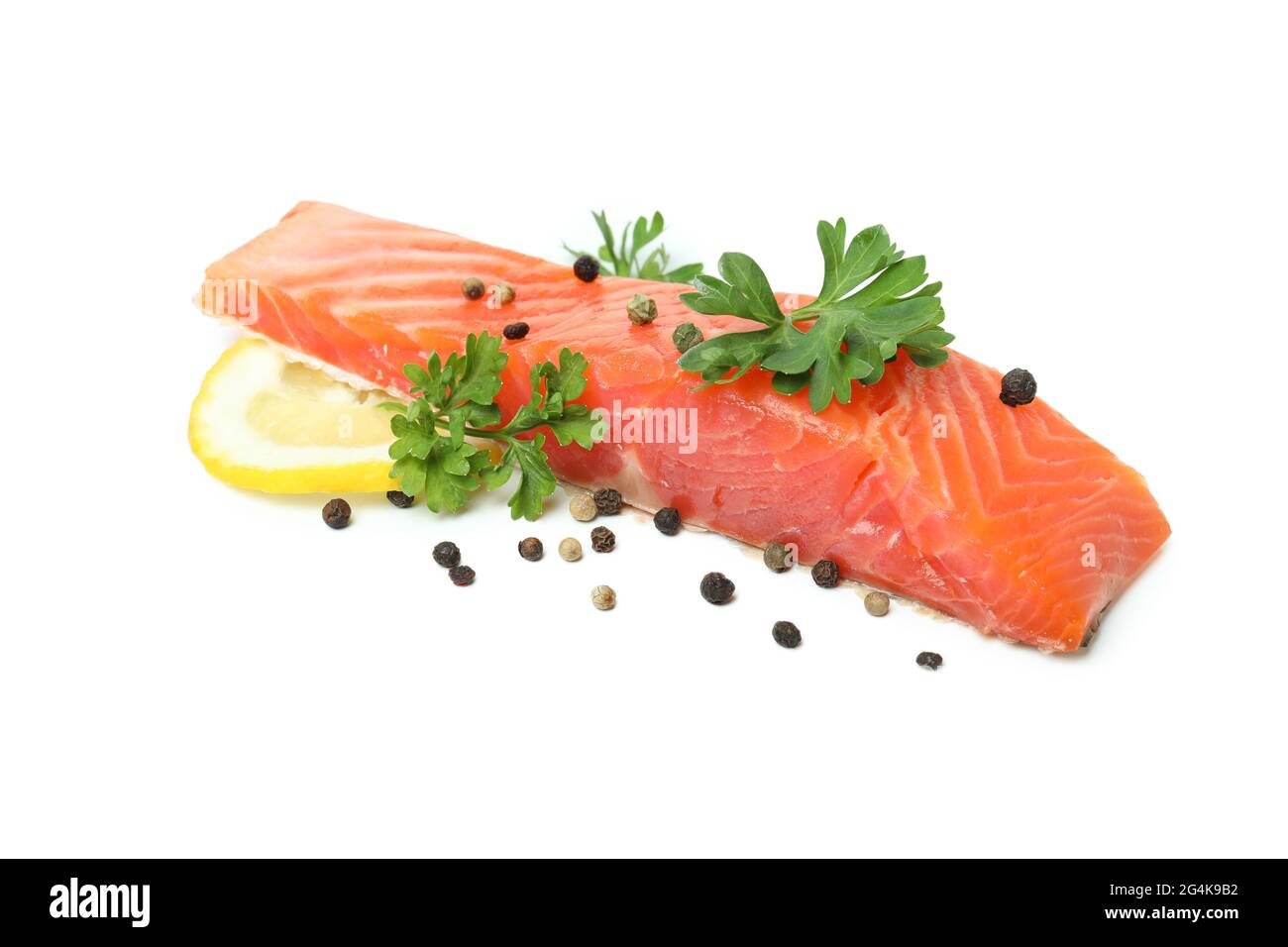 Fresh raw salmon isolated on white background Stock Photo - Alamy