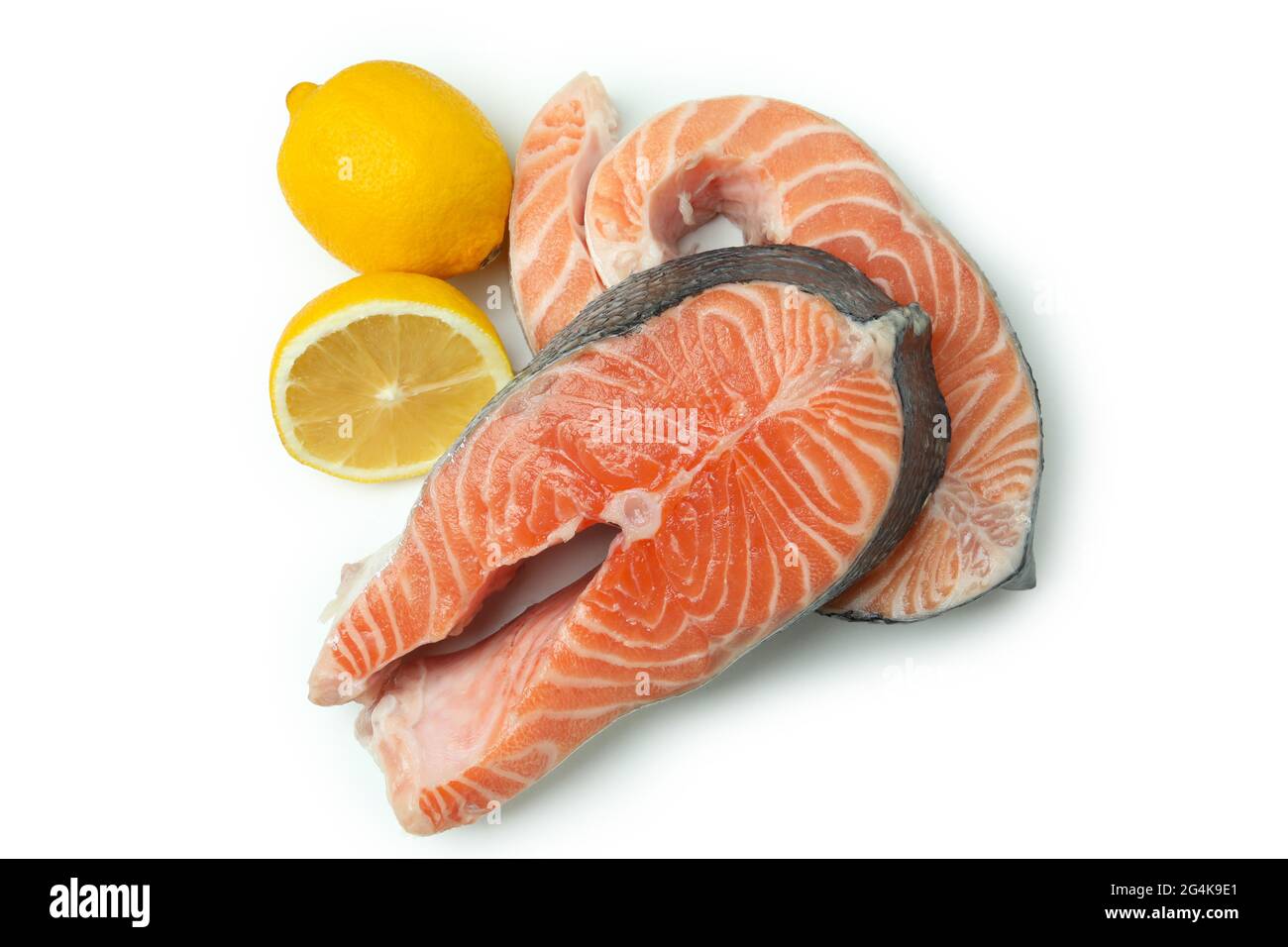Fresh raw salmon isolated on white background Stock Photo - Alamy