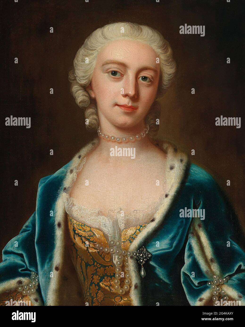 Portrait of  Augusta of Saxe-Gotha (1719-1772), Princess of Wales, Mid of the 18th cen. Private Collection. Stock Photo