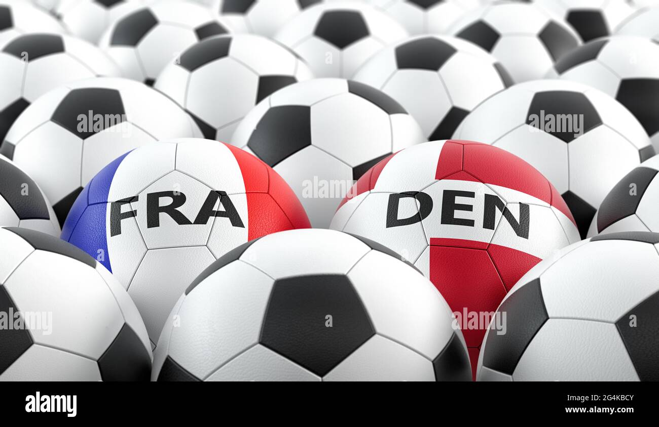 France vs. Denmark Soccer Match Leather balls in France and Denmark