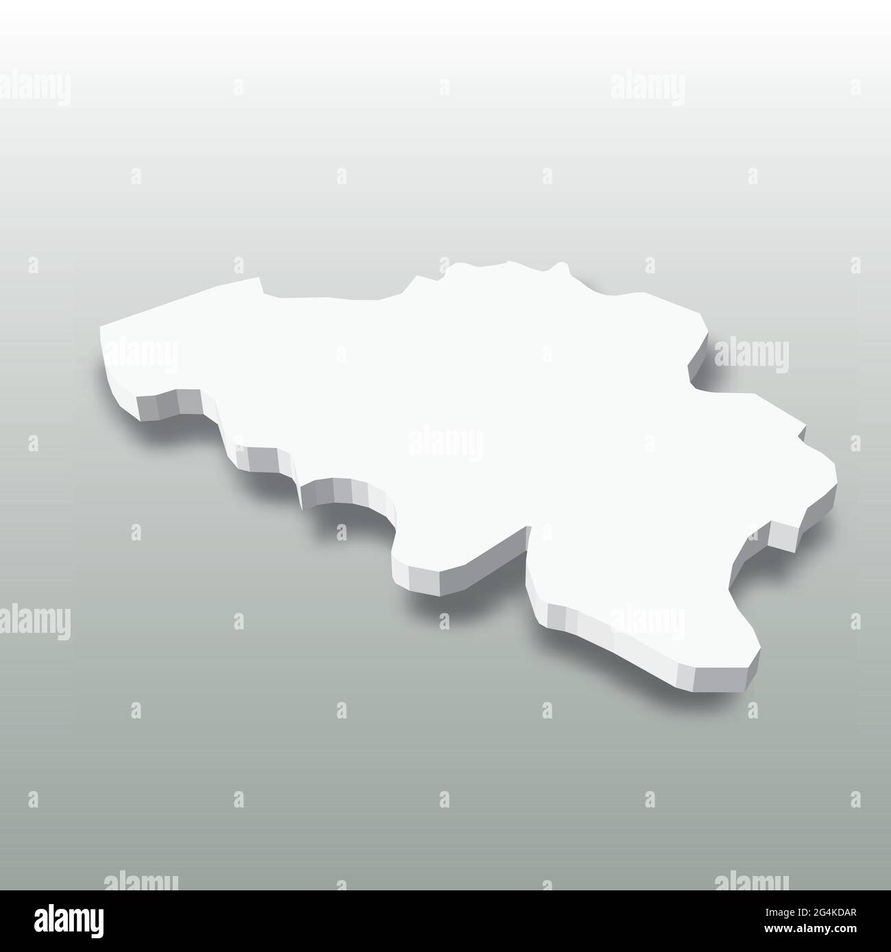 Belgium - white 3D silhouette map of country area with dropped shadow ...