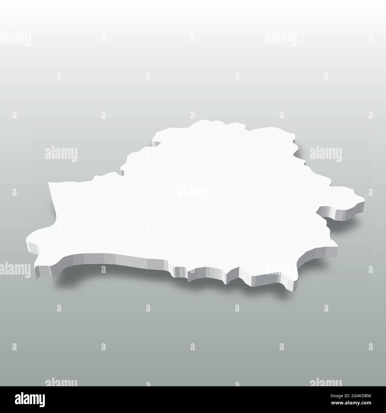 Belarus - white 3D silhouette map of country area with dropped shadow ...