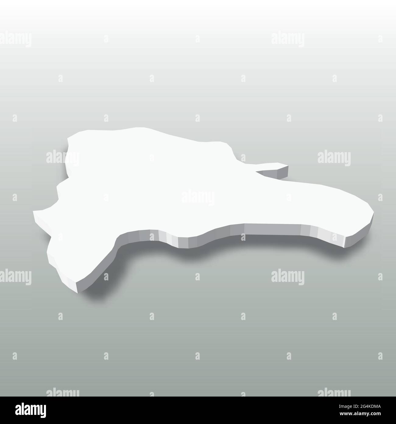 Dominican Republic - white 3D silhouette map of country area with ...