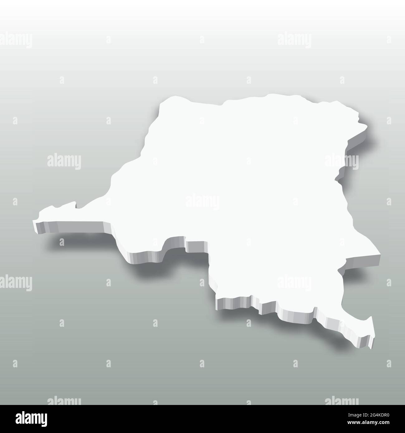 Democratic Republic of the Congo - white 3D silhouette map of country ...