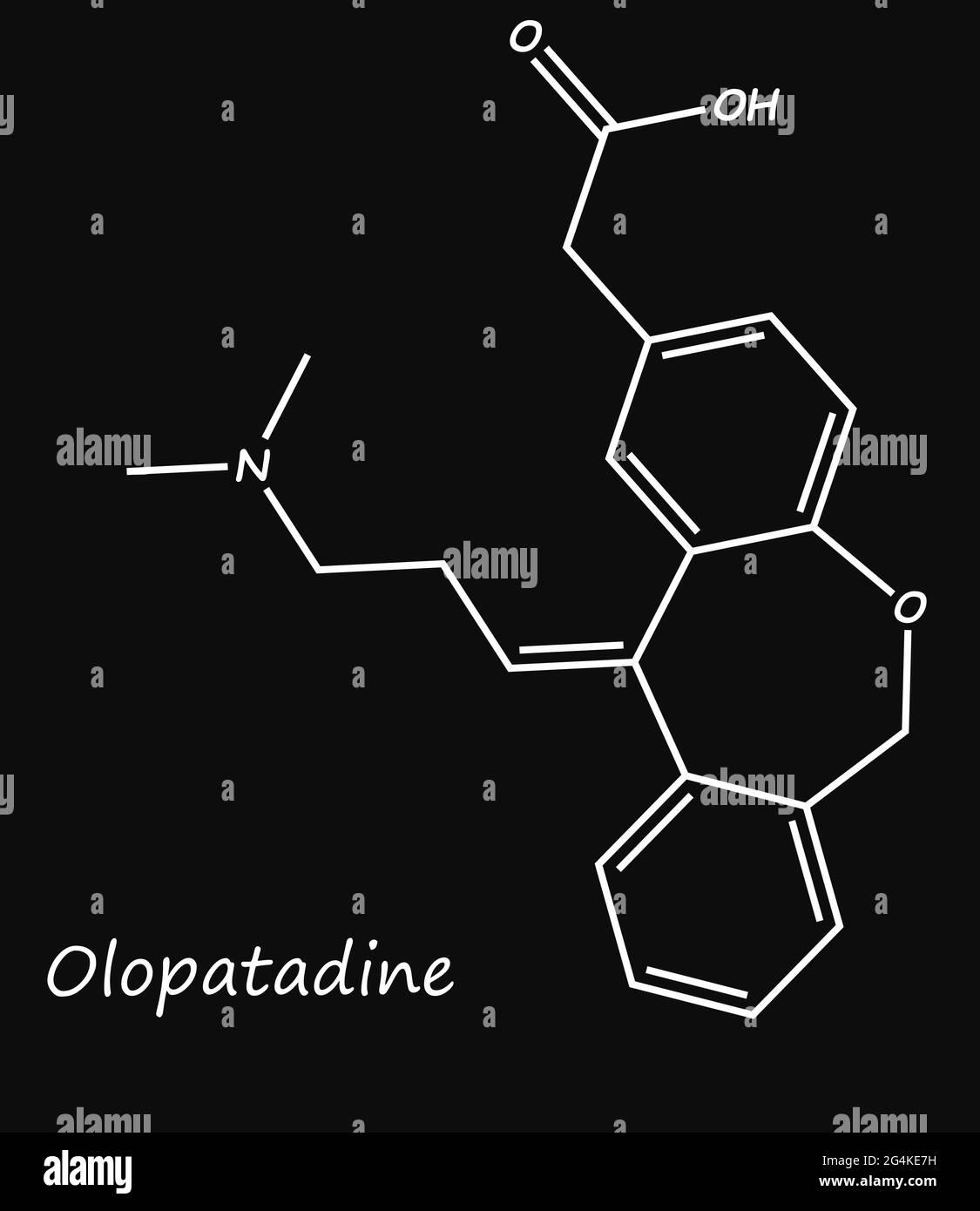 Olopatadine, is a medication used to decrease the symptoms of allergic conjunctivitis and allergic rhinitis (hay fever). Stock Photo