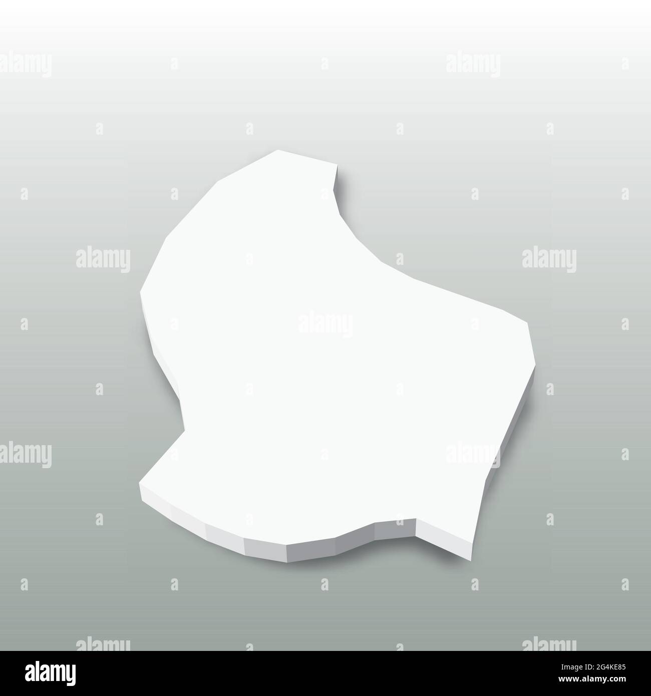 Luxembourg - white 3D silhouette map of country area with dropped ...