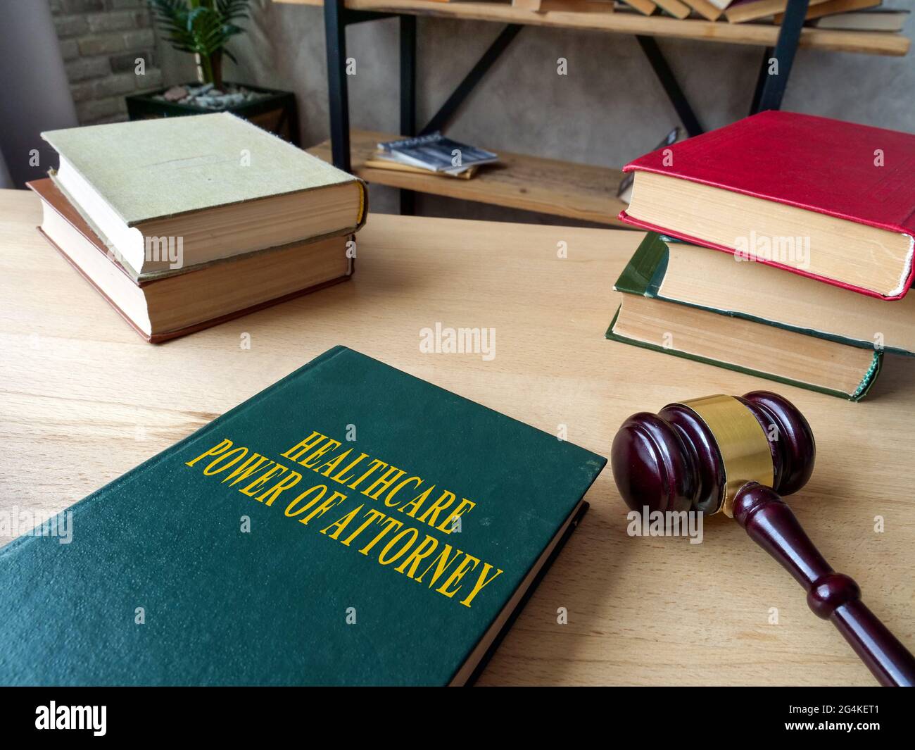 Healthcare Power of Attorney HCPOA guide and gavel. Stock Photo