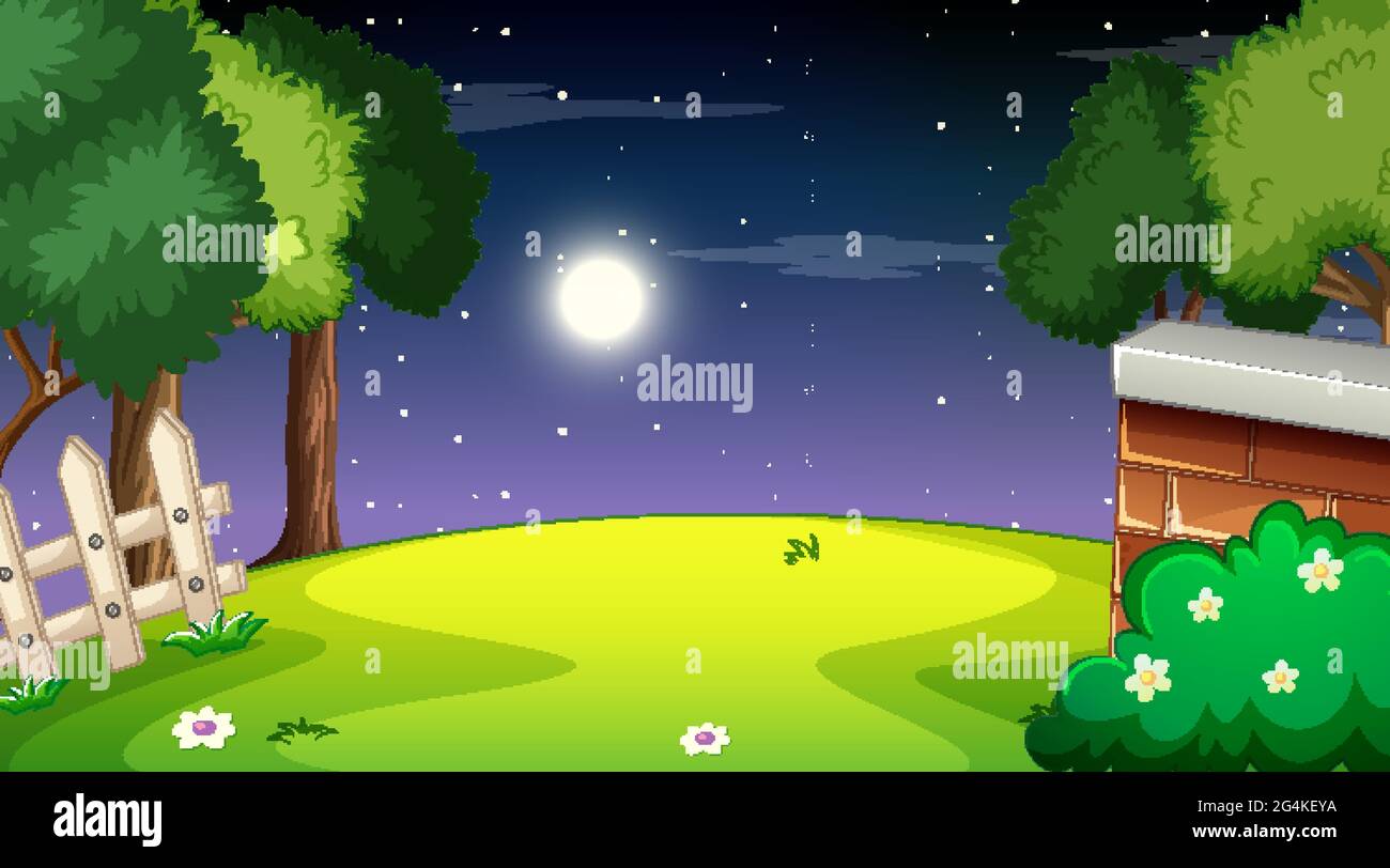 Nature forest landscape at night scene illustration Stock Vector Image ...