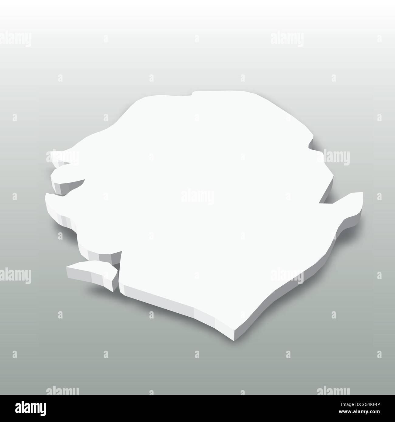 Sierra Leone - white 3D silhouette map of country area with dropped ...