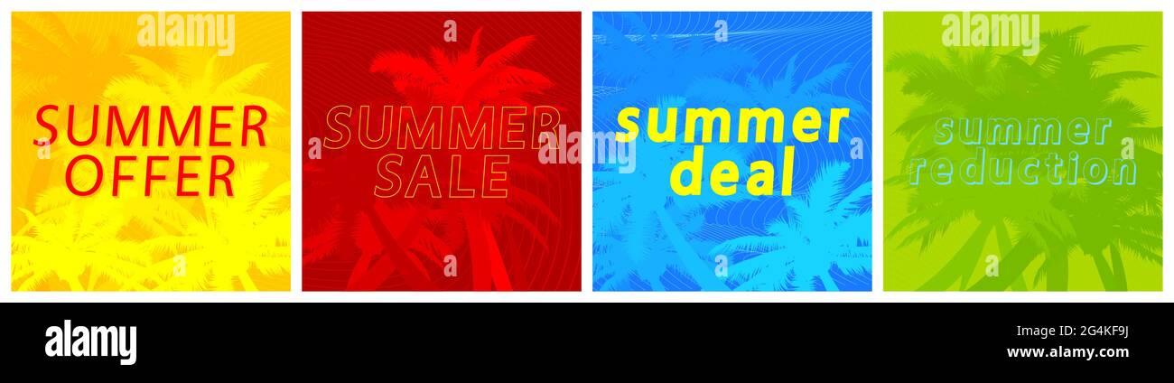 Summer Sale banner design template set on isolated background. Stock Vector