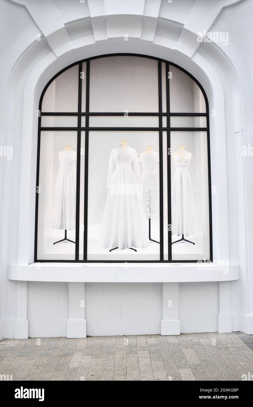 An outside view of Dior's new HQs under renovation on the Champs Elysees on  June 22, 2021 in Paris, France. Dior is taking over a new location on  Avenue des Champs-Elysees, only